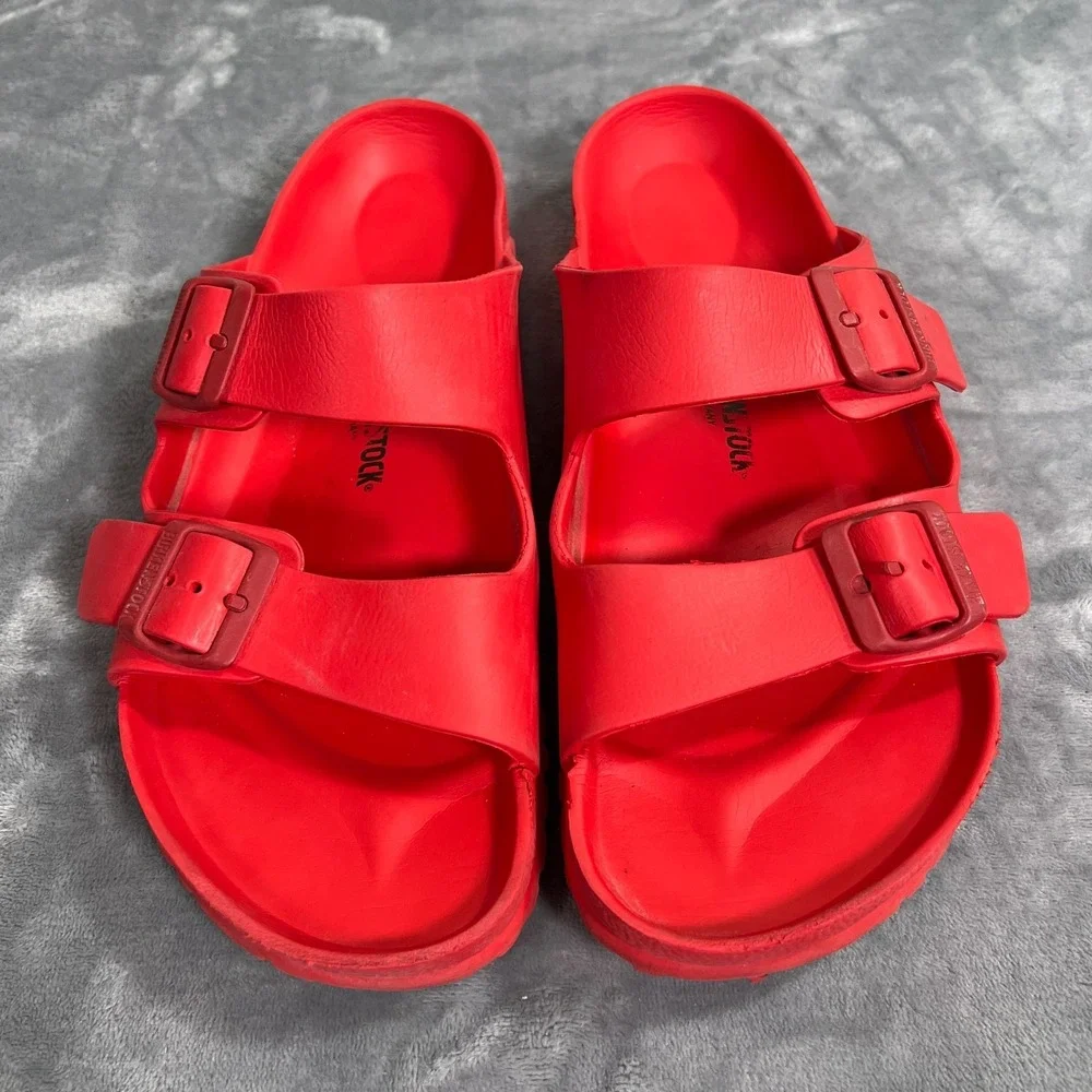 Birkenstock Arizona Essentials Eva Sandals Mens US 11 EU 44 Red Buckle Slip Ons